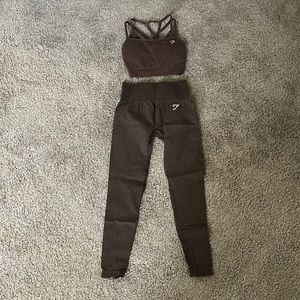brown gymshark workout set